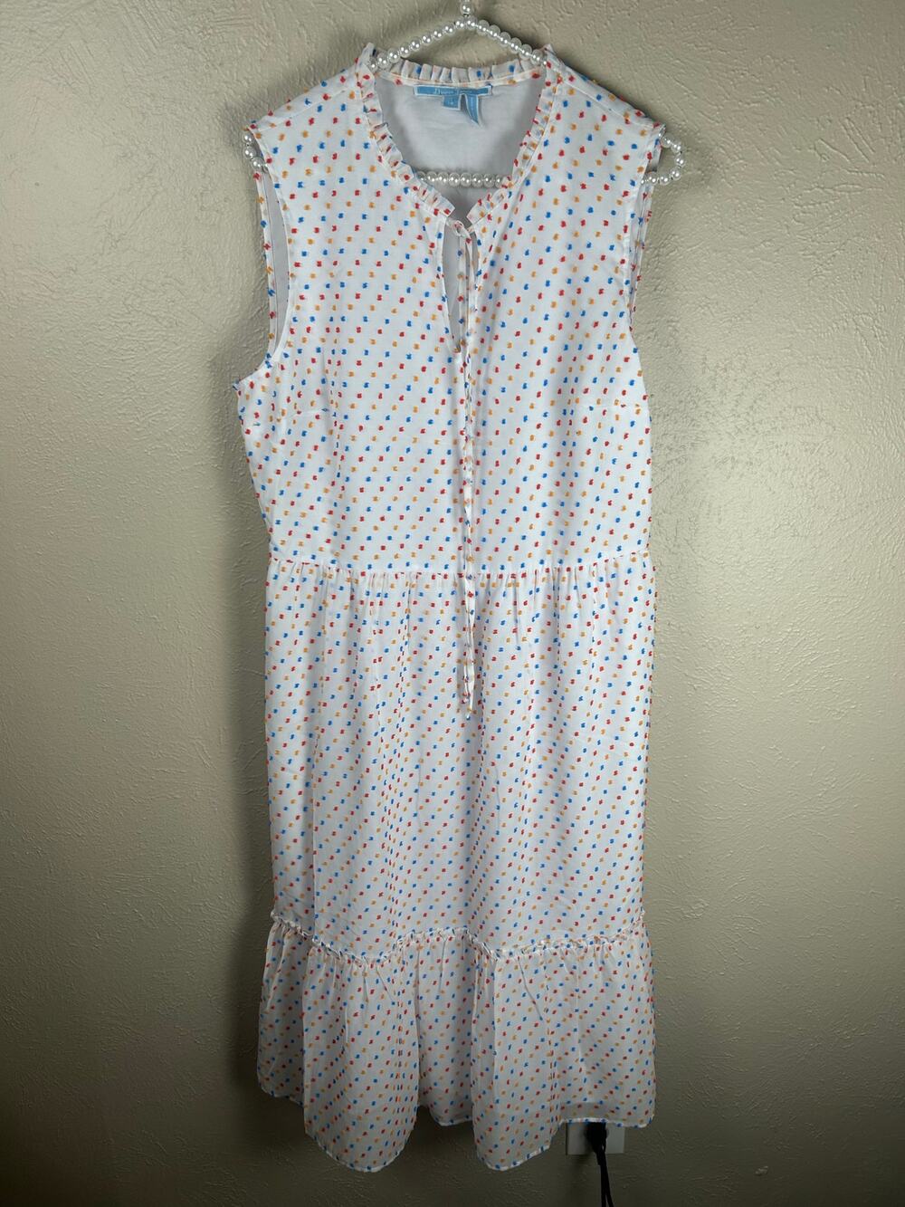 Draper James Size 14 Dress White Colorful Textured Dots Kidcore Clowncore Midi